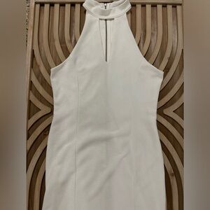 Pink Owl High-neck Fitted White Dress